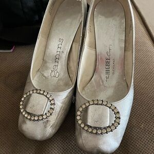 Silver Women's Shoes with Rhinestone Buckle HIGBEES CLEVELAND OHIO VINTAGE.